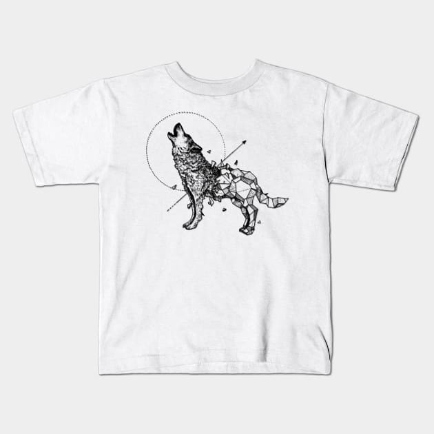 Geometerical Wolf - Tattoo Design Kids T-Shirt by Affiliate
